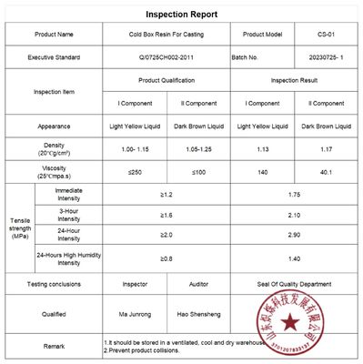 Light Yellow to Dark Brown Liquid Cold Box Resin for Sand Casting Sand Fixing Coating